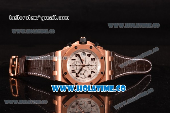 Audemars Piguet Royal Oak Offshore Chronograph Swiss Valjoux 7750 Automatic Rose Gold Case with White Dial and Numeral Markers - 1:1 Best Edition (JF) - Click Image to Close